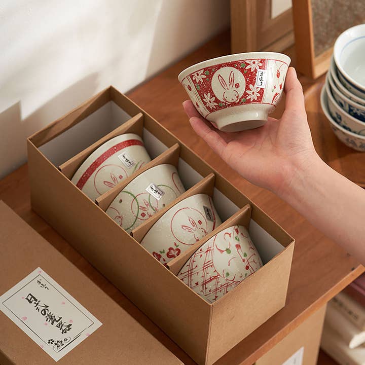 MinoCraft - Venta al por mayor Tazón - Cuencos de arroz de porcelana con diseño de conejos kawaii3