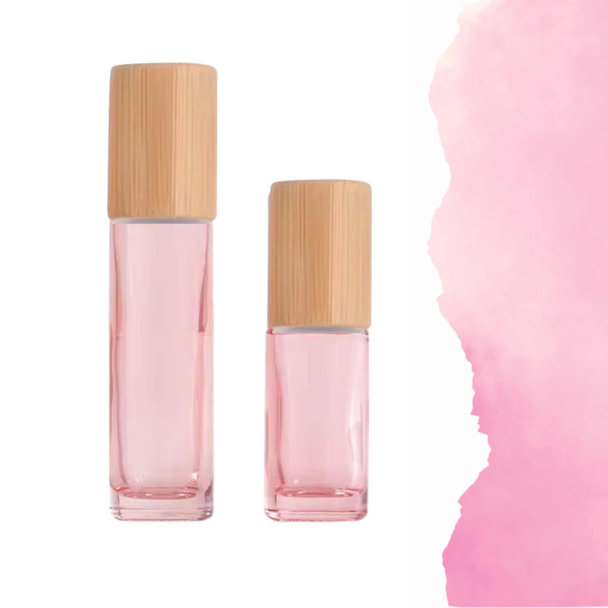Essential Wellness - Body, Mind, Spirit - Wholesale Essential Oil Roll-On - BLUSH PINK Glass Roller Bottle 10/5ml with Bamboo Cap1