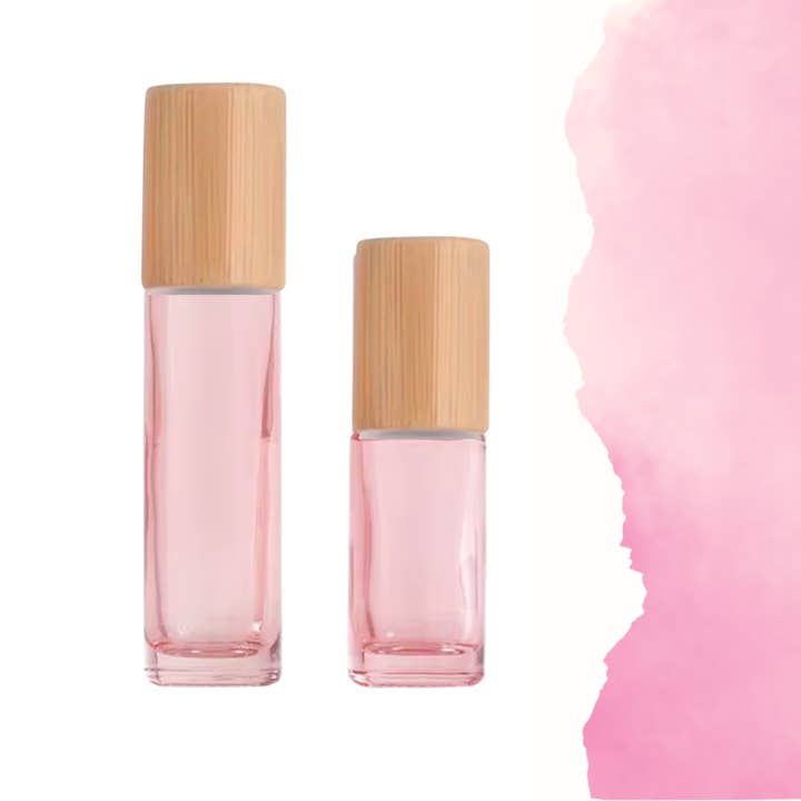 Essential Wellness - Body, Mind, Spirit - Wholesale Essential Oil Roll-On - BLUSH PINK Glass Roller Bottle 10/5ml with Bamboo Cap1