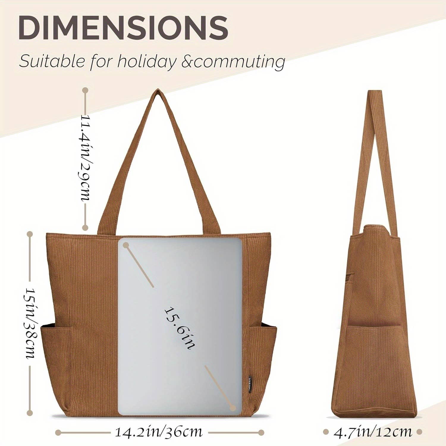 NARWEY INC – Sacola - Mulher por atacado – Grande Saco de Veludo Canelado Buringer para Viagem, Ginásio, Férias9