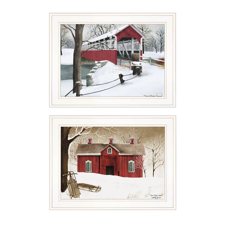 Vignette en 2 parties « Winter Evening » de Billy Jacobs, blanche pour la vente par Trendy Decor 4U