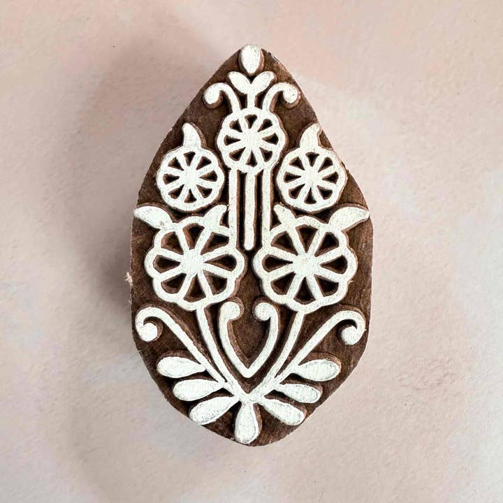 Priya - Indian Wood Block Stamp for wholesale by The Natural Paper Company