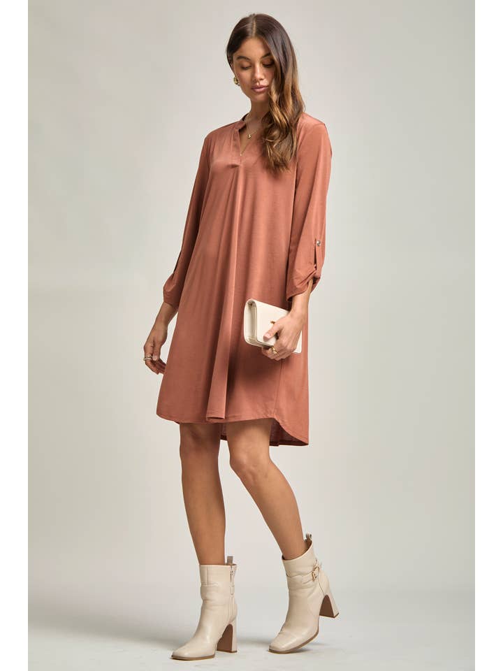 Dear Scarlett - Wholesale Dress - Women's - Solid A line 3/4 Sleeve Dress1