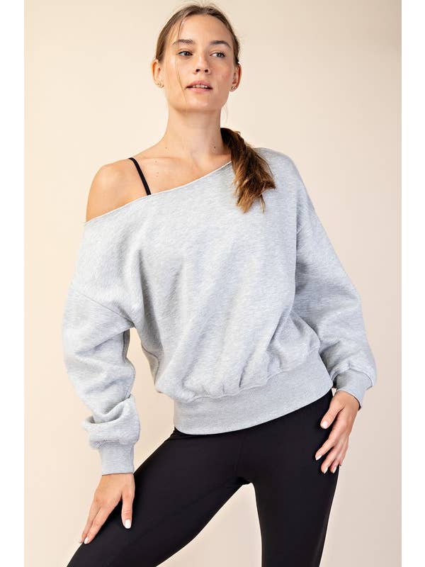 Sunday Morning – wholesale Sweatshirt – Women's – T6899PL37 PLUS SIZE OFF SHOULDER FRENCH TERRY FLEECE TOP13