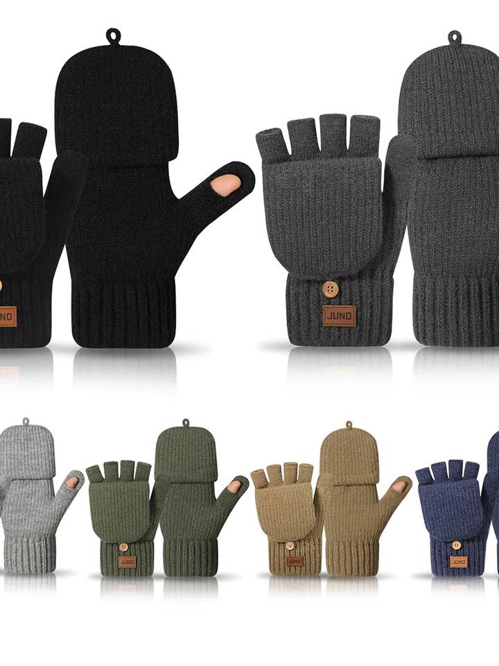 Knitted Warm Thickened Fingerless Fleece-Lined Gloves ZK3367 for wholesale by UNISHE