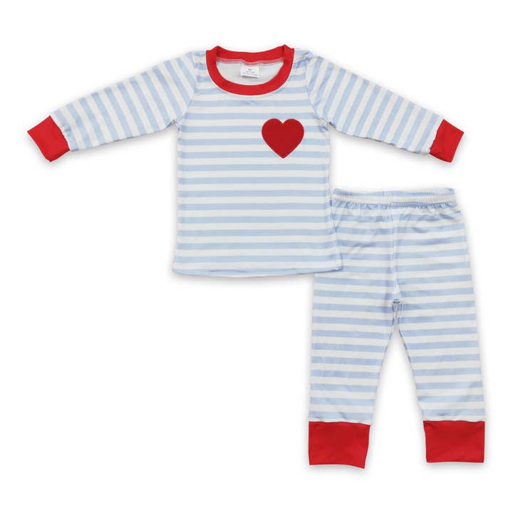 Pyjama de Saint-Valentin brodé en forme de cœur rouge pour bébés et enfants pour la vente par Yawoo Garments