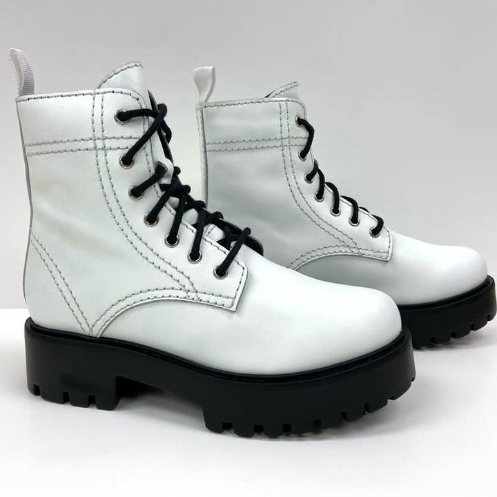 Only Partners - Wholesale Combat/Military Boots - Women's - Alice White Leather Platform Combat Boot