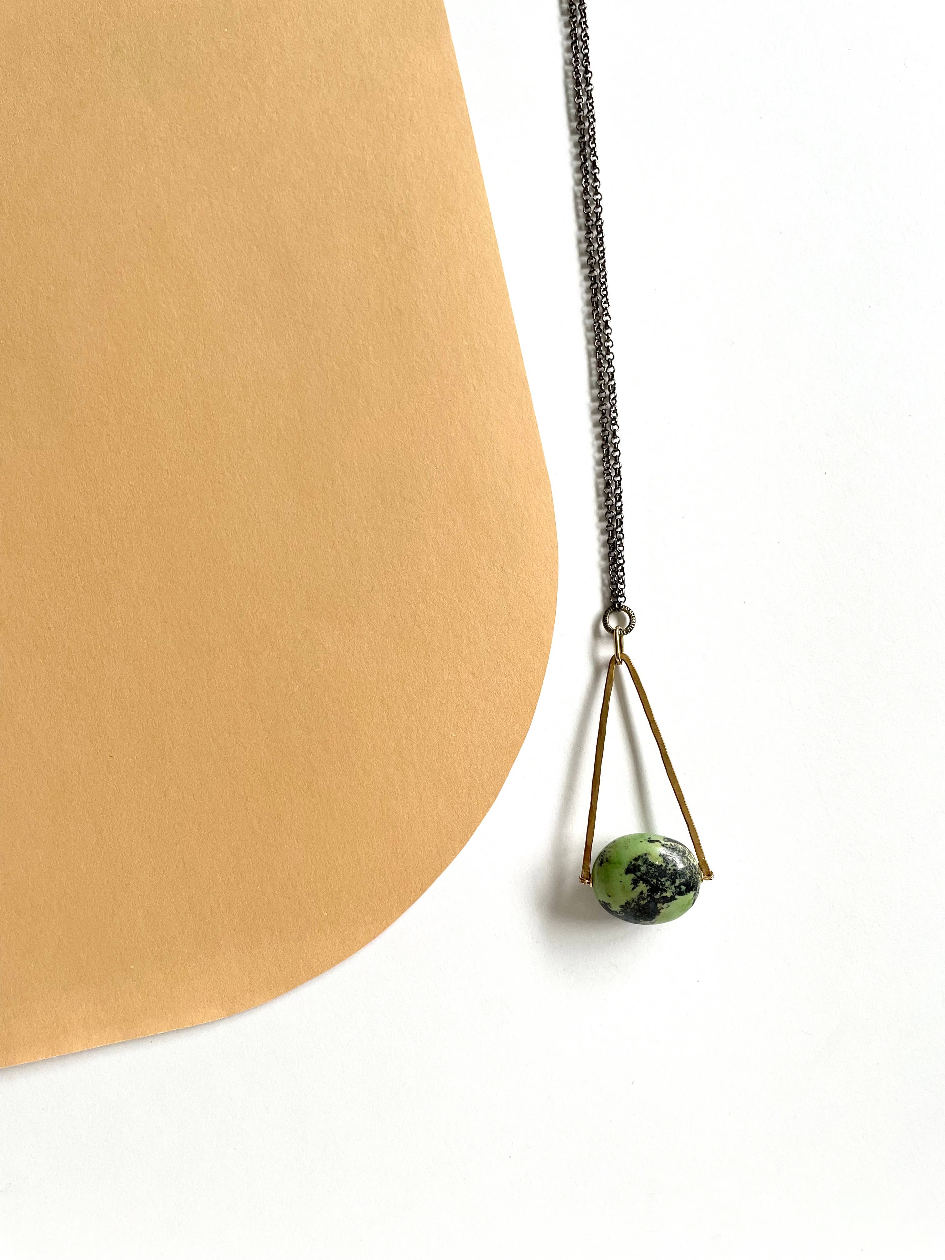 Third & Co. Studio – Colar pingente/pendente por atacado – Colar de bronze e turquesa verde4