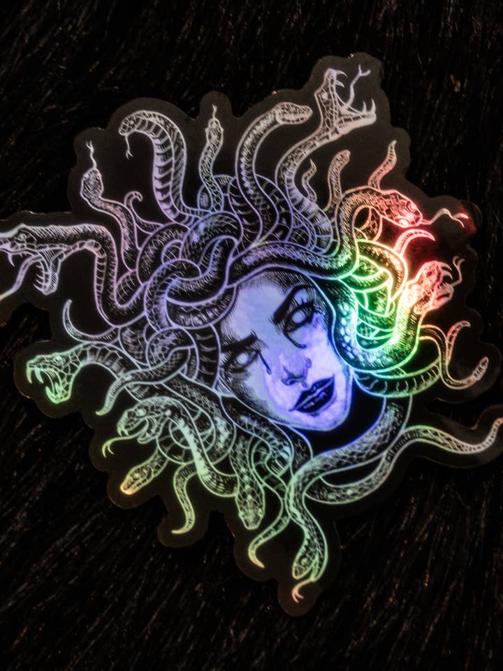 Medusa Holographic Vinyl Sticker for wholesale by The Pretty Cult