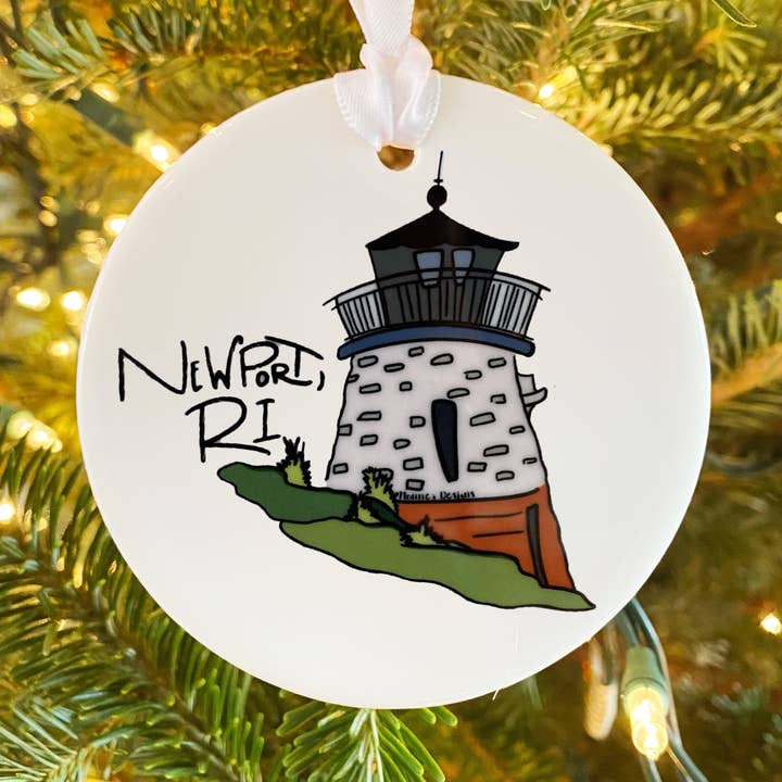 Lighthouse Newport, RI Ceramic Ornament for wholesale by Nanner Designs
