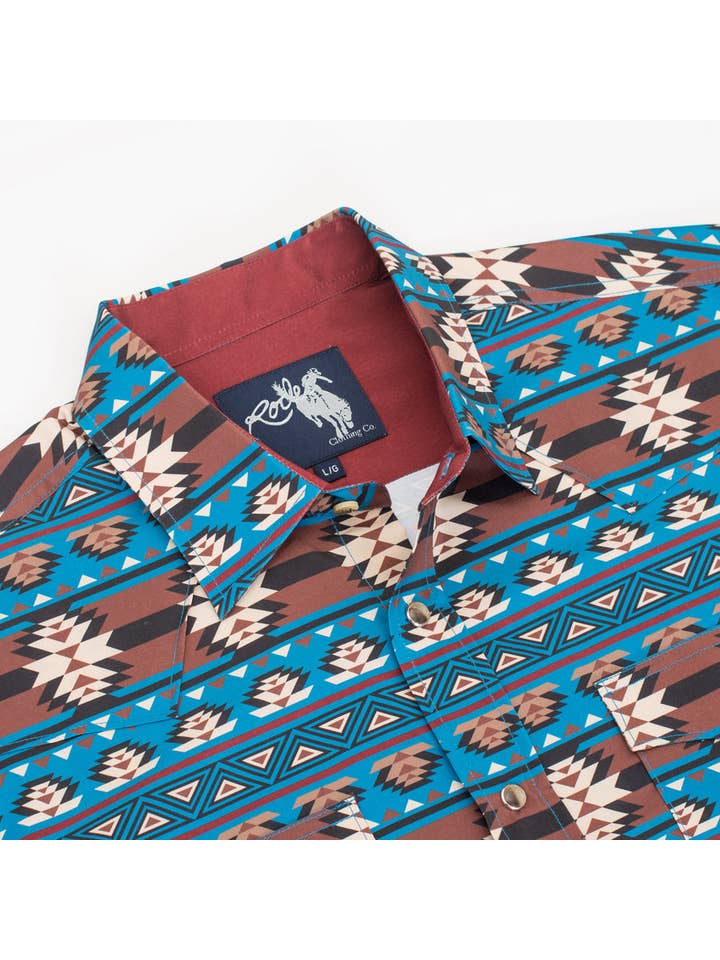 Rodeo Clothing - Vente Chemise à col boutonné – homme - Chemise homme western à boutons pression en perles imprimé aztèque - MPS110L-118