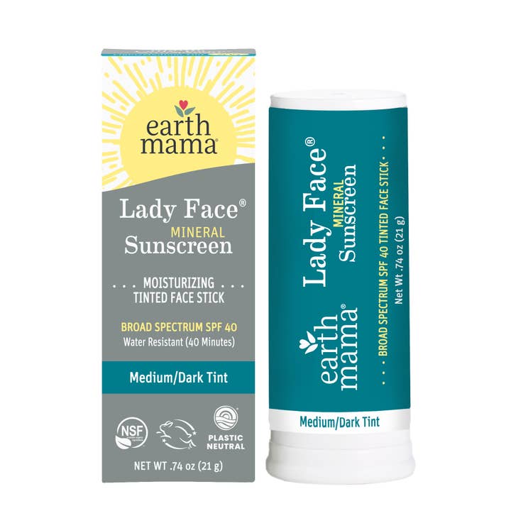 Earth Mama Organics - Wholesale Sunscreen - Lady Face Mineral Sunscreen Face Stick SPF 40