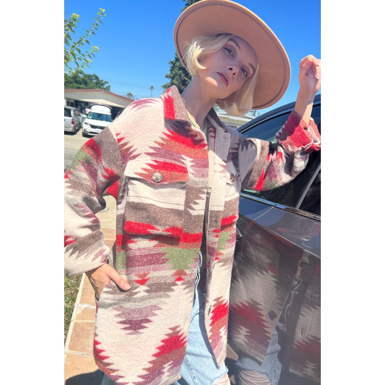 Mapcie - Wholesale Jacket - Women's - AZTEC JACQUARD SHACKET WITH POCKET8