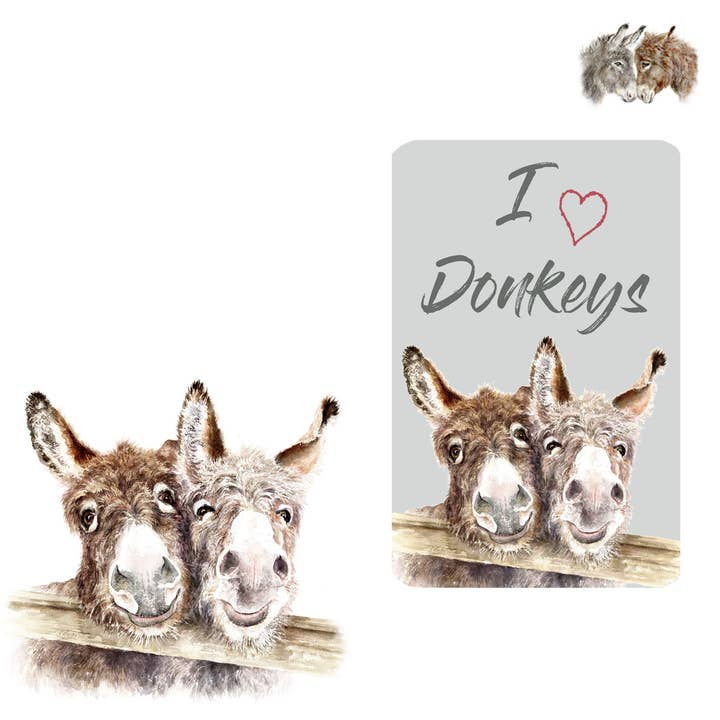 Field and Fur Gifts - Wholesale Love Card - DONKEY, Fridge Magnet greetings card