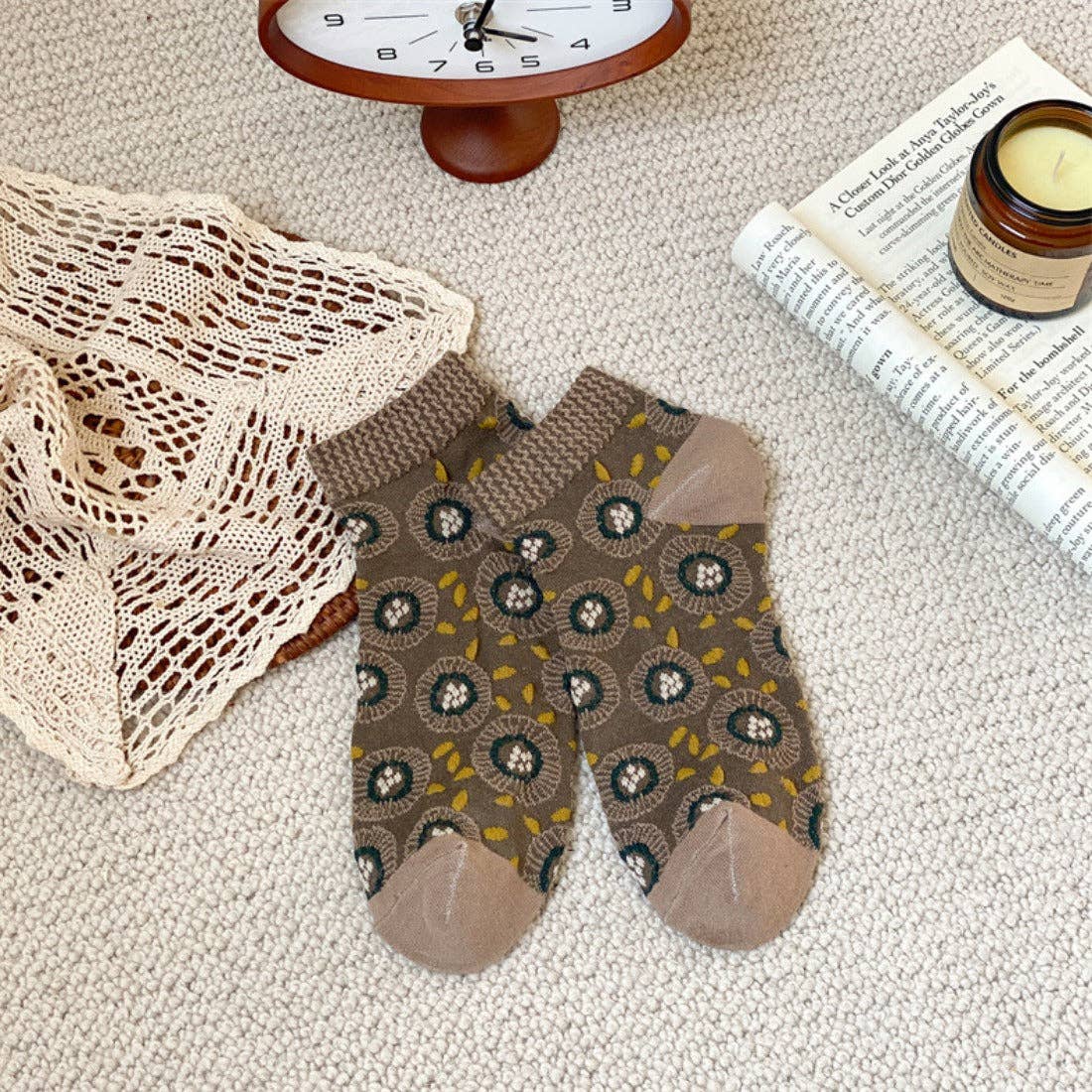 Funkyrel® Atzbranding Limited – Engroshandel Strømper - Dame – Rufia - Blomstermønstret Lavtskårne Sokker3