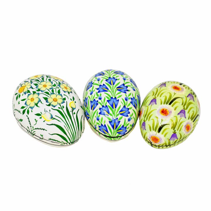 Mellan kashmirisk papier-maché äggask – trädgårdsblommor för wholesale av Fair to Trade Ltd