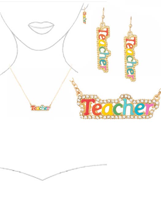 (H992) SET DI COLLANE A TEMA INSEGNANTE per la vendita all'ingrosso da parte di Jewelry Max