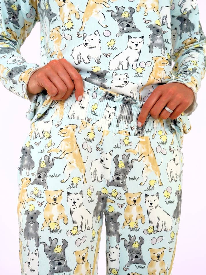 Darren & Phillip - Vendita all'ingrosso Completo pigiama - Donna - Pigiama lungo da donna abbinato per Pasqua, ultra morbido, abbinato al cane8