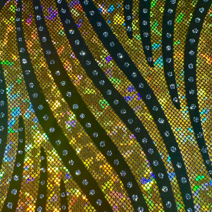 Zebra Flocking Hologram Fabric in Nylon Spandex - Embrace Vibrant Elegance! | Spandex Palace for wholesale by Spandex palace