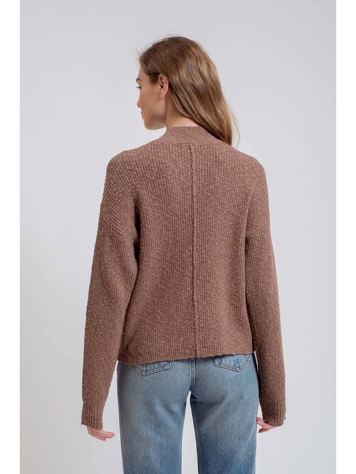 The Workshop Studio - Wholesale Knit Sweater - Women's - MOCK NECK CONTRAST SEAM SWEATER KNIT PULLOVER
