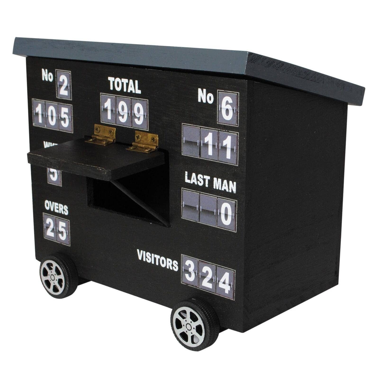 SPORTGIFTZ – wholesale Desk organiser – Cricket Scoreboard Desk Tidy | Authentically Designed | Store Phones & Stationery | Personalise Scores | Ideal for Cricket Enthusiasts | Gray, Wood2