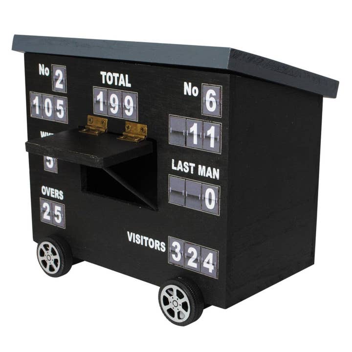 SPORTGIFTZ – wholesale Desk organiser – Cricket Scoreboard Desk Tidy | Authentically Designed | Store Phones & Stationery | Personalise Scores | Ideal for Cricket Enthusiasts | Gray, Wood2