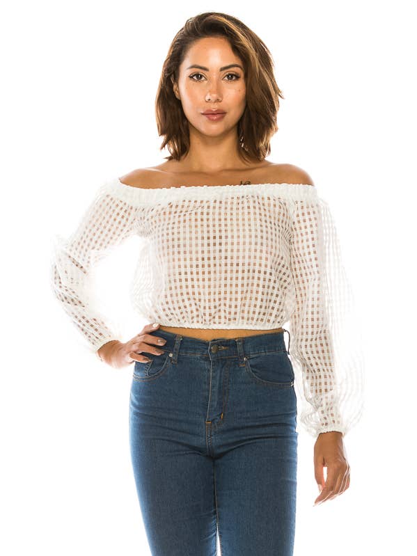 OFF SHOULDER ORGANZA TOP for wholesale by A3 Design USA