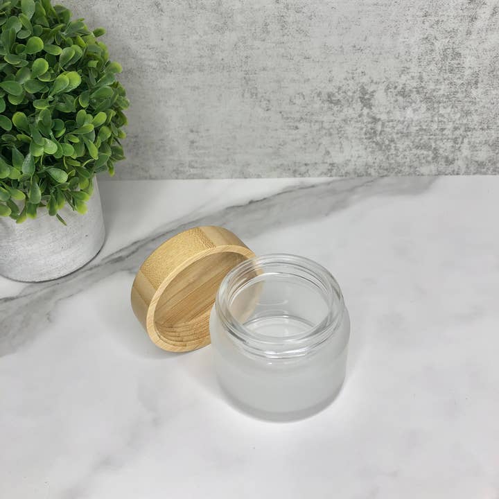 Hippotanicals - Wholesale Jar - Frosted Glass Jar with Bamboo Lid -100g/3.5 oz