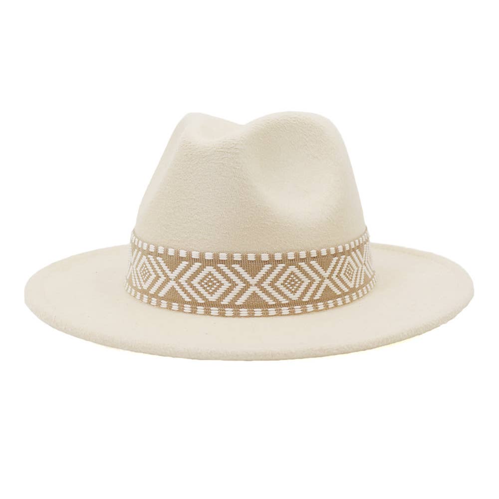 Suzie Q USA - Wholesale Fedora - Women's - Aztec Belt Retro Flat Fedora Hat0