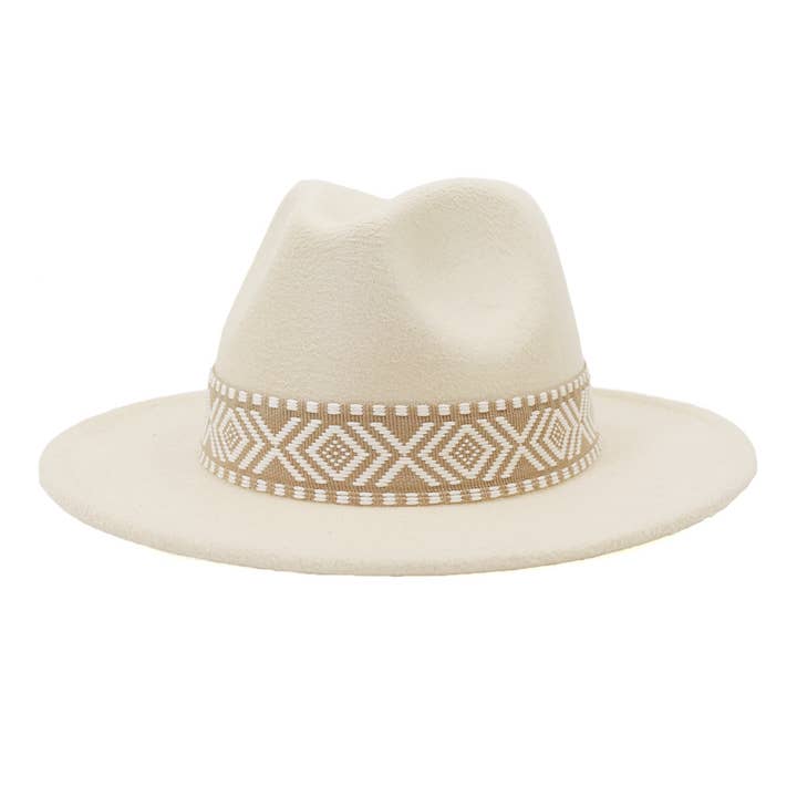 Suzie Q USA - Wholesale Fedora - Women's - Aztec Belt Retro Flat Fedora Hat