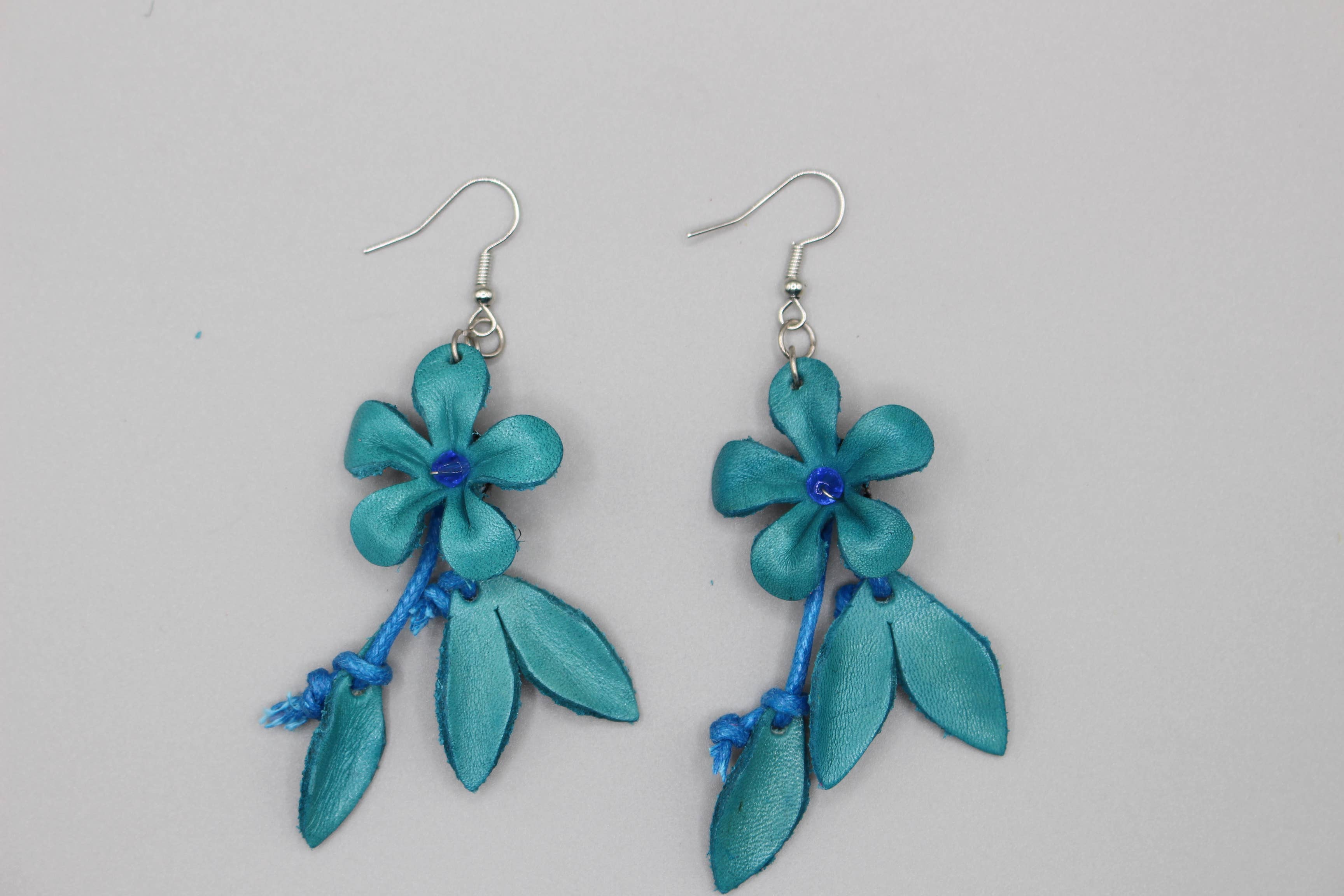 Sunflower Handmade leather inc - Wholesale Dangle Earrings - Handmade Leather flower earring7