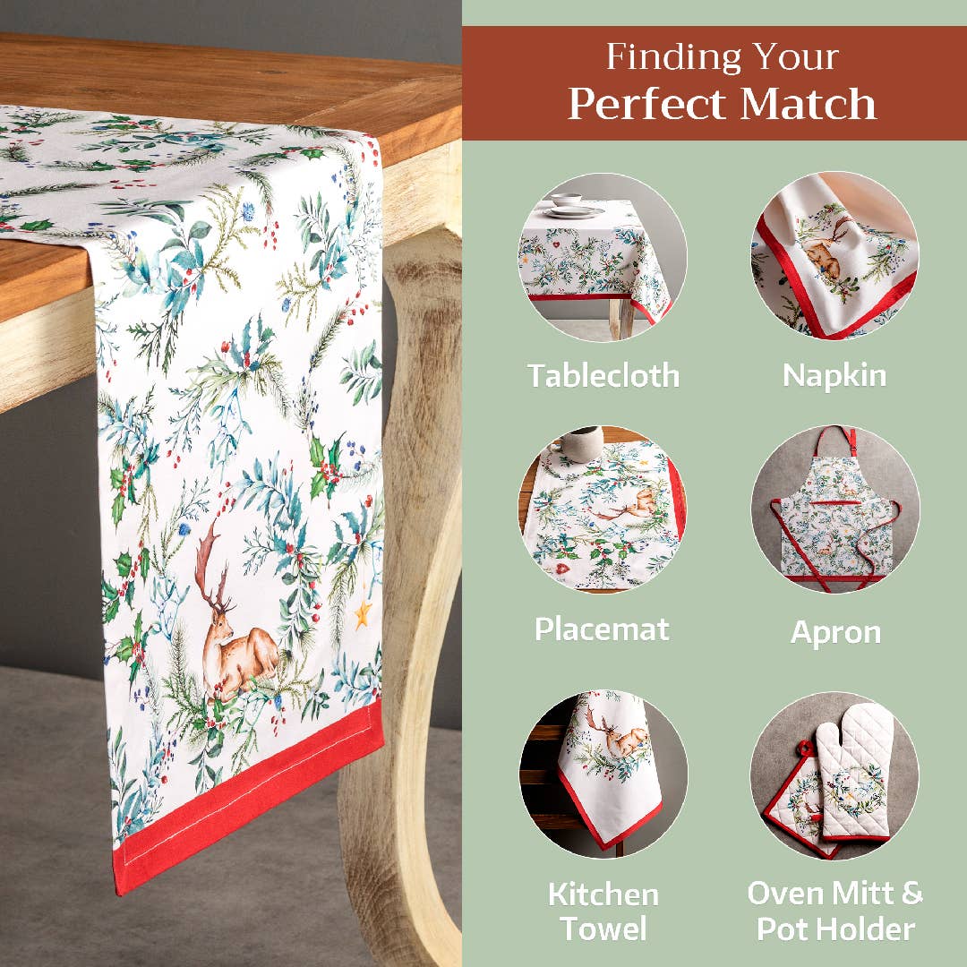 Maison d'Hermine - Design in Every Thread - Wholesale Table Runner - Table Runner 100% Cotton - Single Layer - Holly Time5