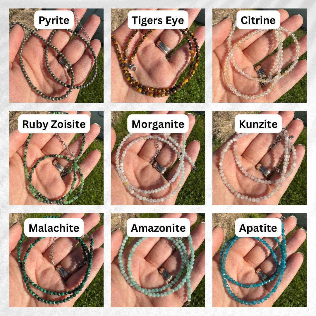 Moon Mountain Gems - Wholesale Beaded/Pearl Necklace - 3mm Faceted Gemstone Necklace, Dainty Crystal Necklace, Natural Gemstone Necklace, Facet Gemstone Necklace2