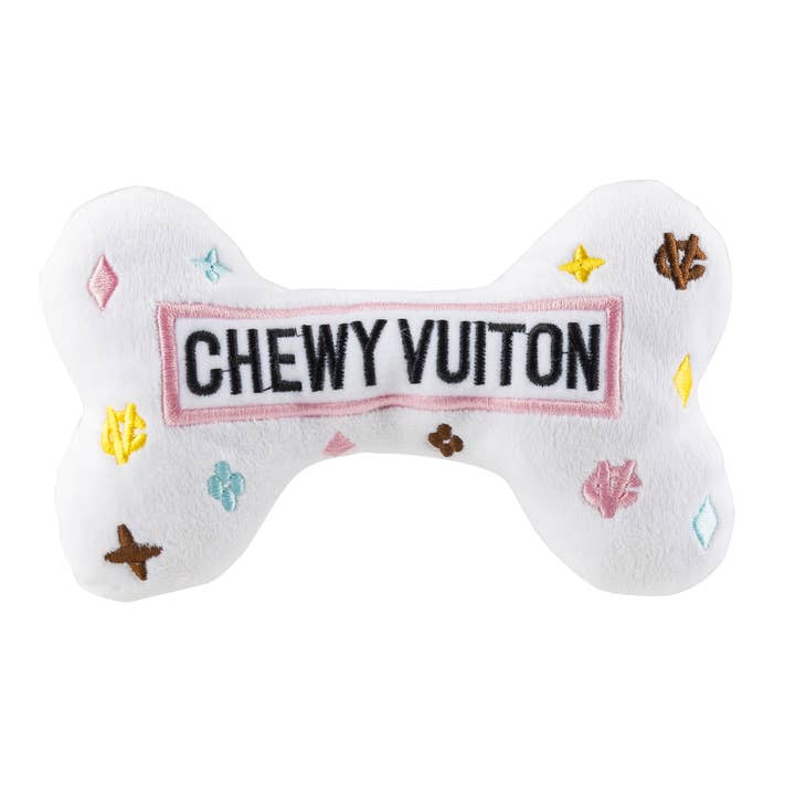 Haute Diggity Dog - Wholesale Pet Squeaky Toy - Dog - White Chewy Vuiton Bones Squeaker Dog Toy
