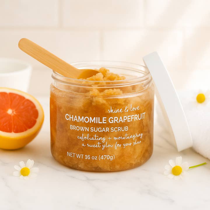Chamomile Grapefruit Sugar Scrub – Spa Gift for Her 6 oz for wholesale by Shine & Love Candles
