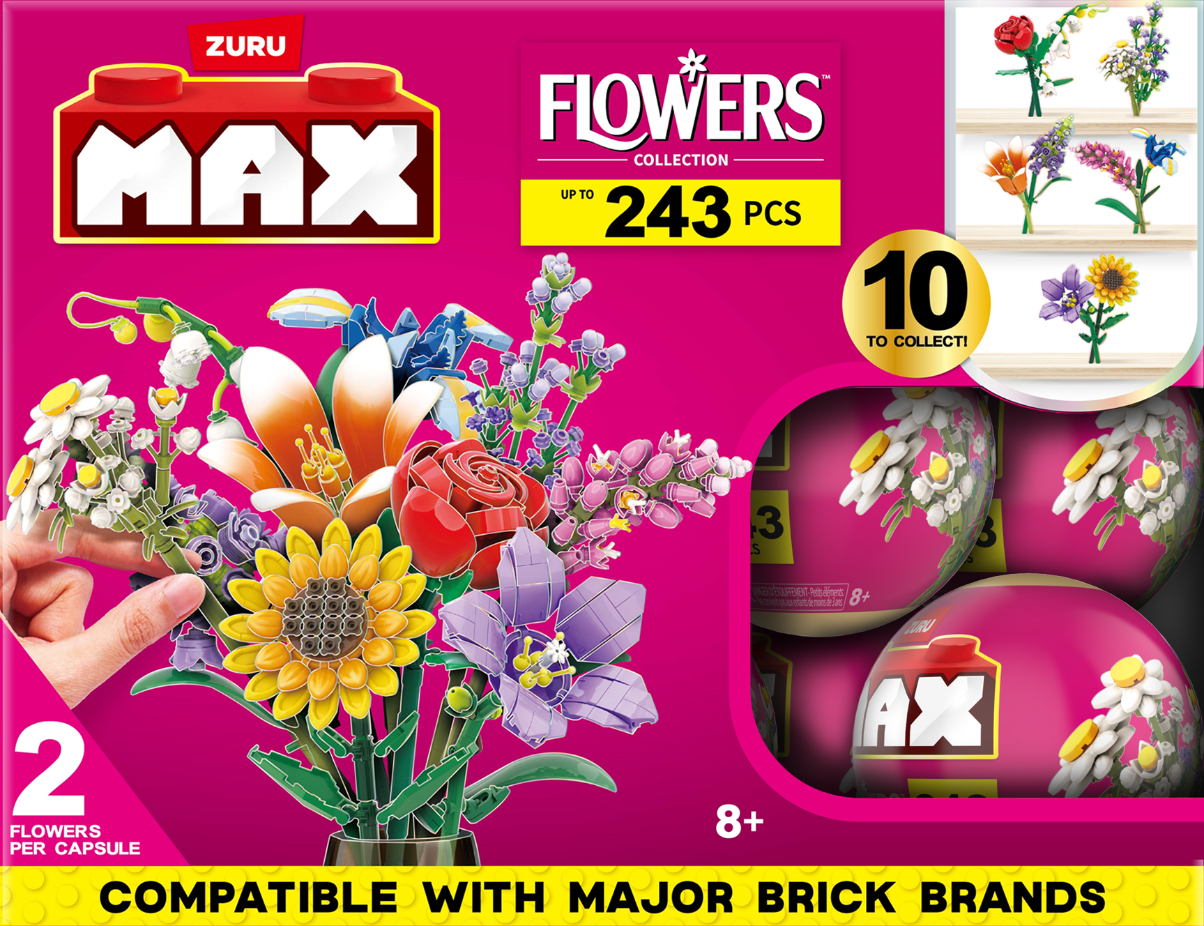 Wholesale ZURU MAX PREMIUM BRICKS FLOWER CONSTRUCTION- 15 PC PDQ