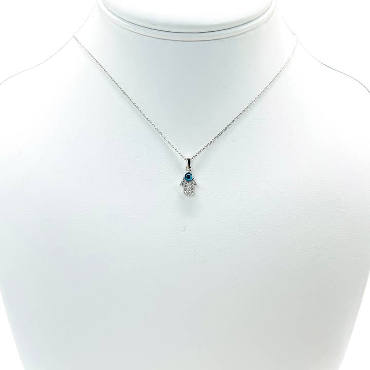Loli - Vendita all'ingrosso Collana con ciondolo/pendaglio - Collana Hamsa Mini Evil Eye in argento sterling 9251