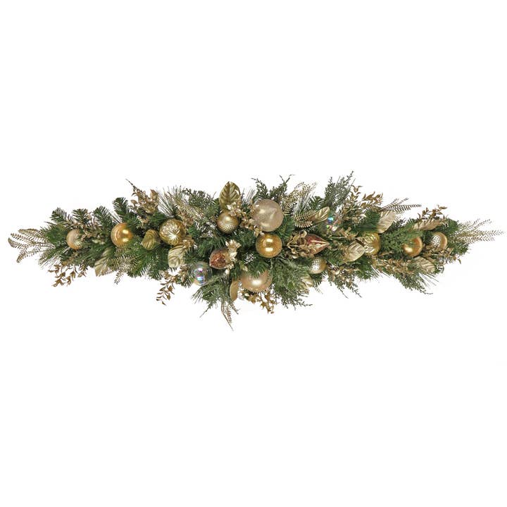 6 ft. HGTV Home Collection Champagne Wishes Mantle Swag for wholesale by National Tree Company