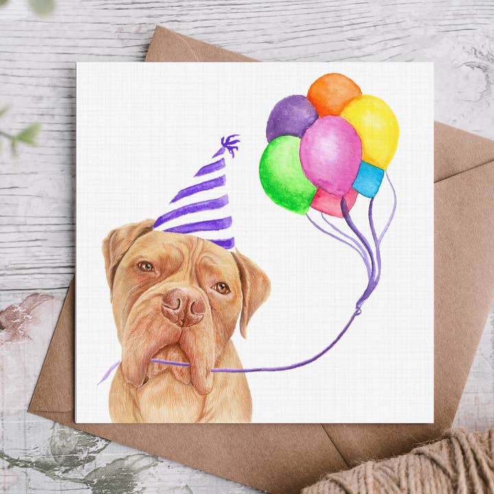 Dogue De Bordeaux Fødselsdagskort for engroshandel hos Cloud Jellybean Art