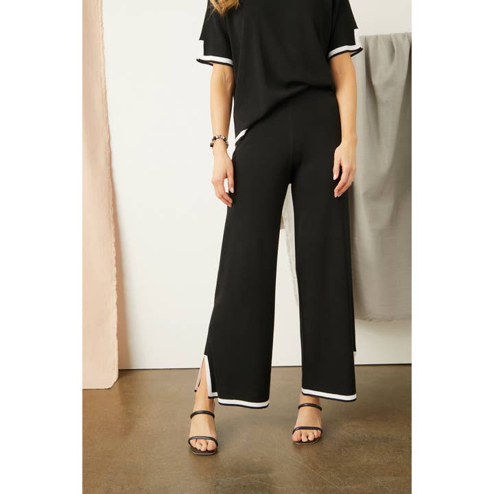 Black Seine Knit Border Trim Top for wholesale on Faire