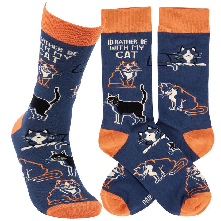 Rather Be With My Cat Socks for wholesale by Primitives by Kathy