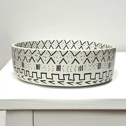 Mudcloth Soapstone Bowl - Ivory, 8" for wholesale by Mbare Home + Gift