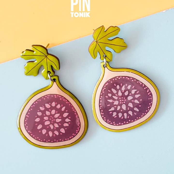 Fig Fruit Earrings - Summer Fruits Chunky Jewelry for wholesale by PinTonik