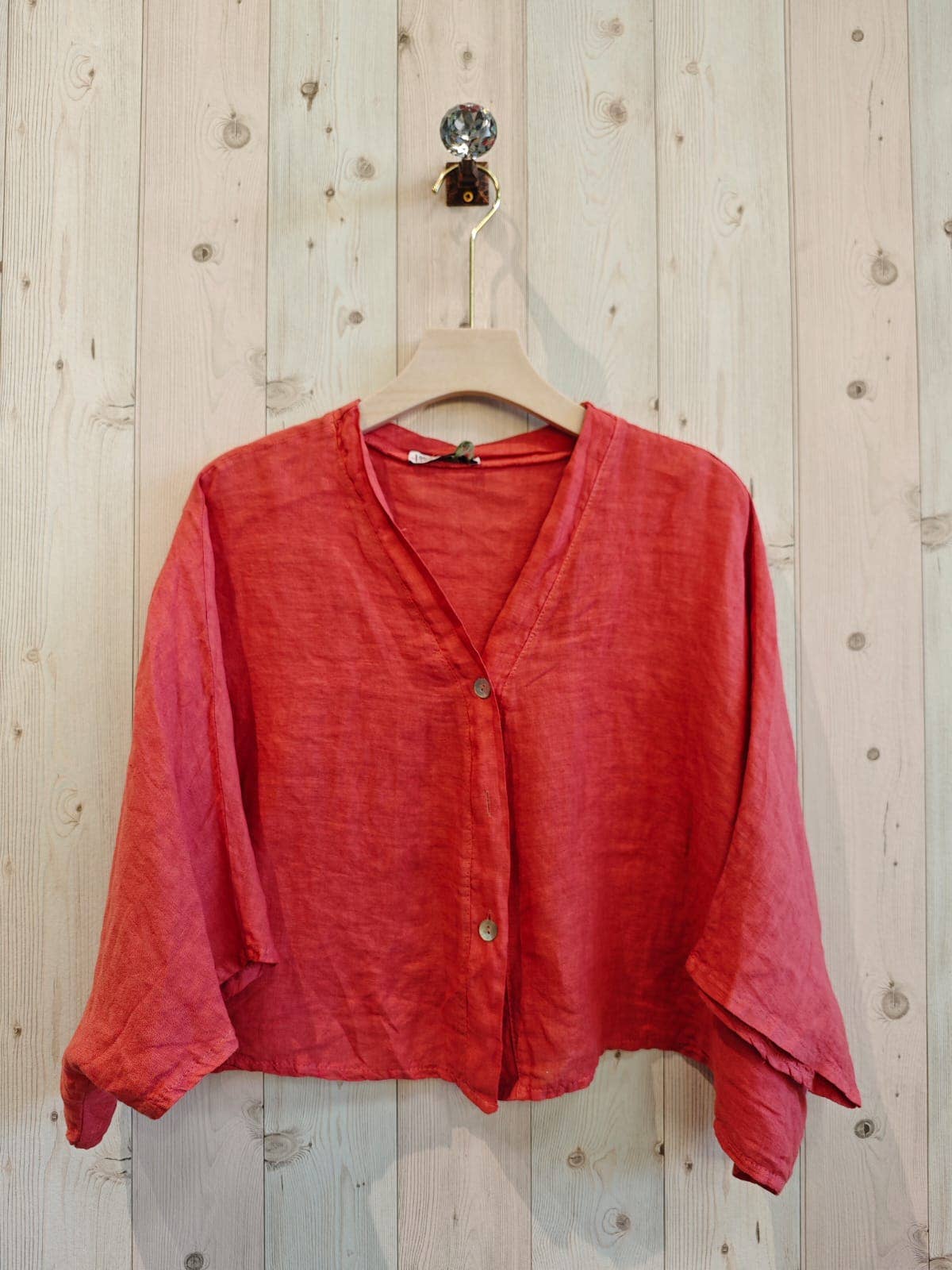 Linen & More - Wholesale Blouse - Dames - Kortelastische blouse met korte mouwen van 100% linnen5