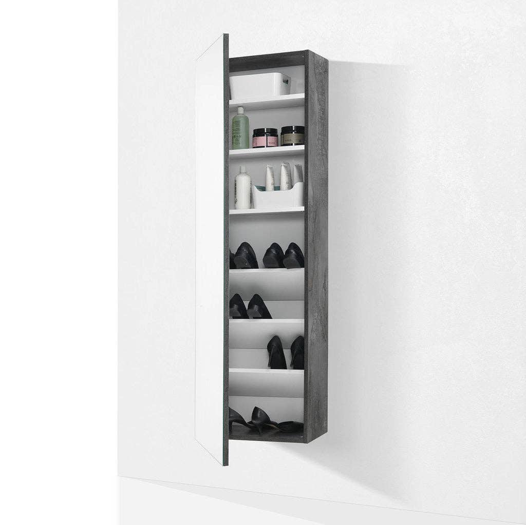 Gruppo F.T - Wholesale Shoe Rack - WELLINGTON shoe rack with melamine mirror and glass8