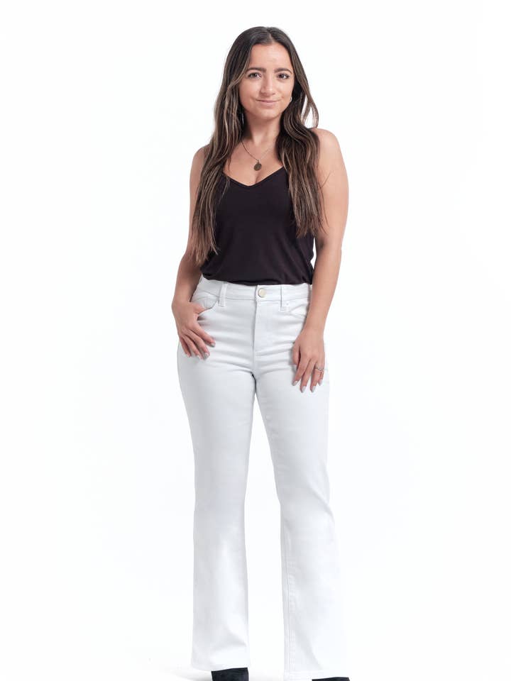 30" Better Butter Slim Boot Jean in White for wholesale by 1822 Denim