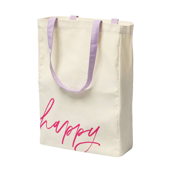 Lifestyle Shopper "Neon" | Cotton | Inscription "Happy" for wholesale by Rössler Papier