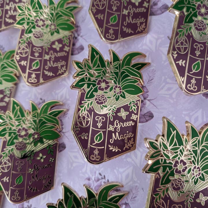 PRE-ORDER* Green Magic Spell Book - Enamel Pin for wholesale by The Pickety Witch
