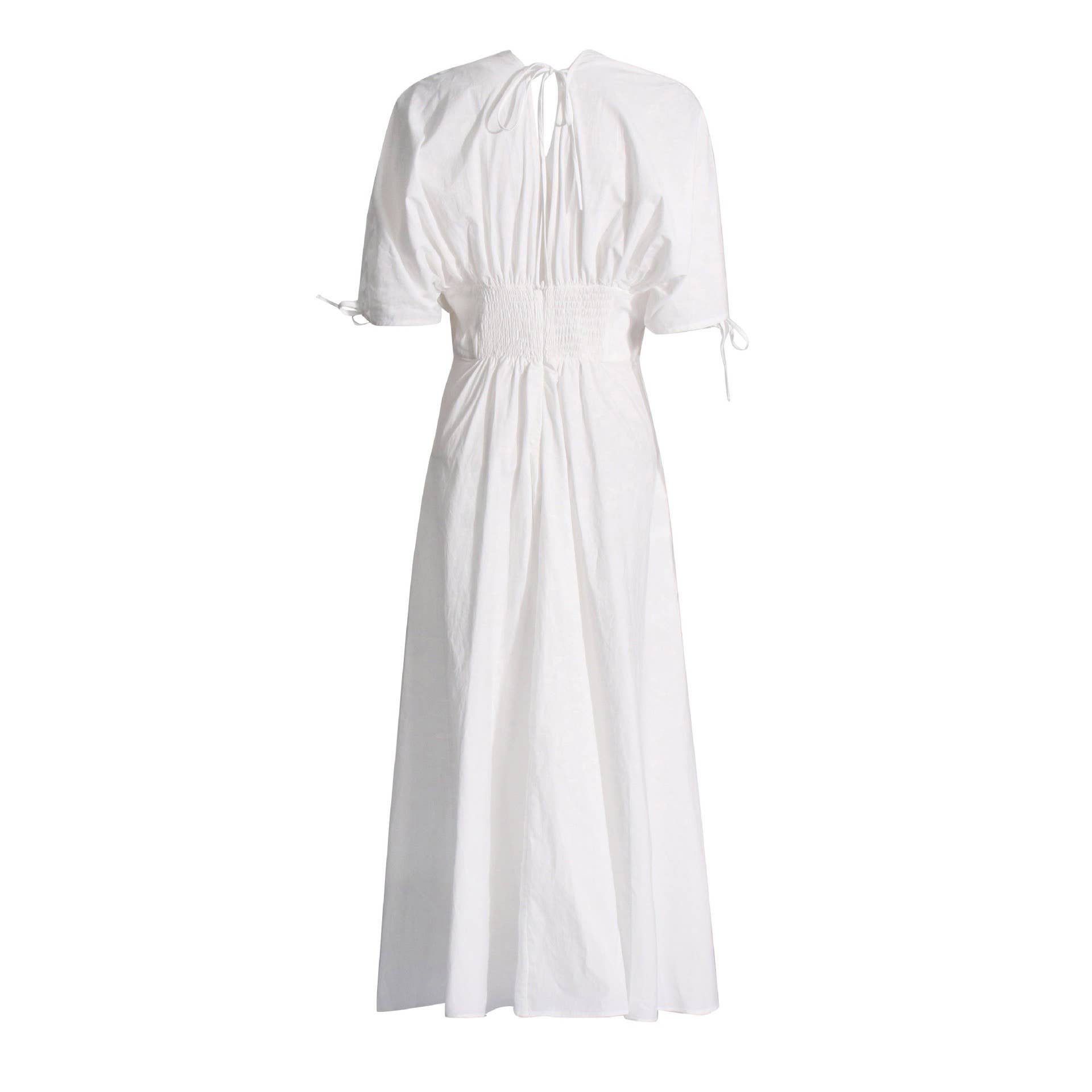 Branco SY185 Elegante Vestido Longo com Colagem Floral com Decote em V e Cintura Alta para venda a revendedores na Faire1