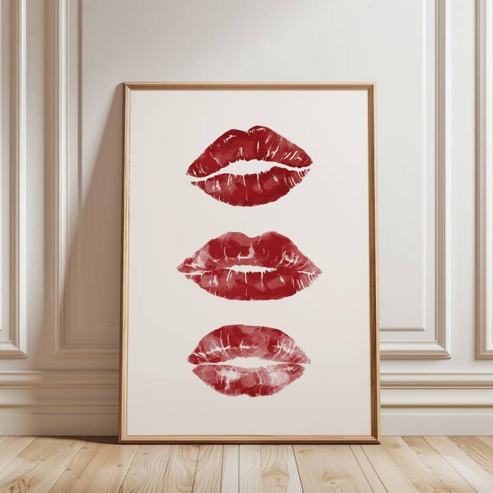Lipstick Kisses Red Poster for wholesale by House of Saturn